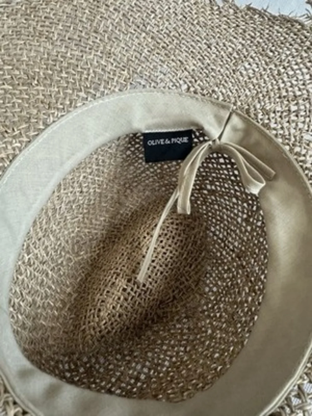 Olive & Pique Luella Sun Hat Women’s Beige Straw Wide Brim Fedora OS
